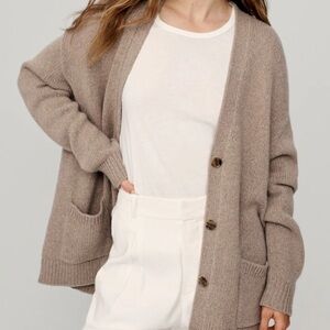 Jenni Kayne 100% Cashmere Spencer Cardigan Sweater Medium M Almond Neutral Tan